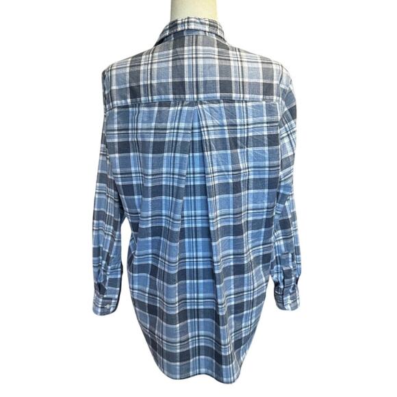 Grayson The Hero Shirt Women’s Size 3/M Blue Gray Plaid Cotton Button Up - Picture 2 of 5